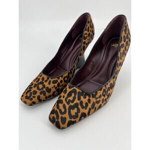 Sarto Carina Wedge Pumps Sz 8M Brown Cow Fur Animal Print Slip On Shoes